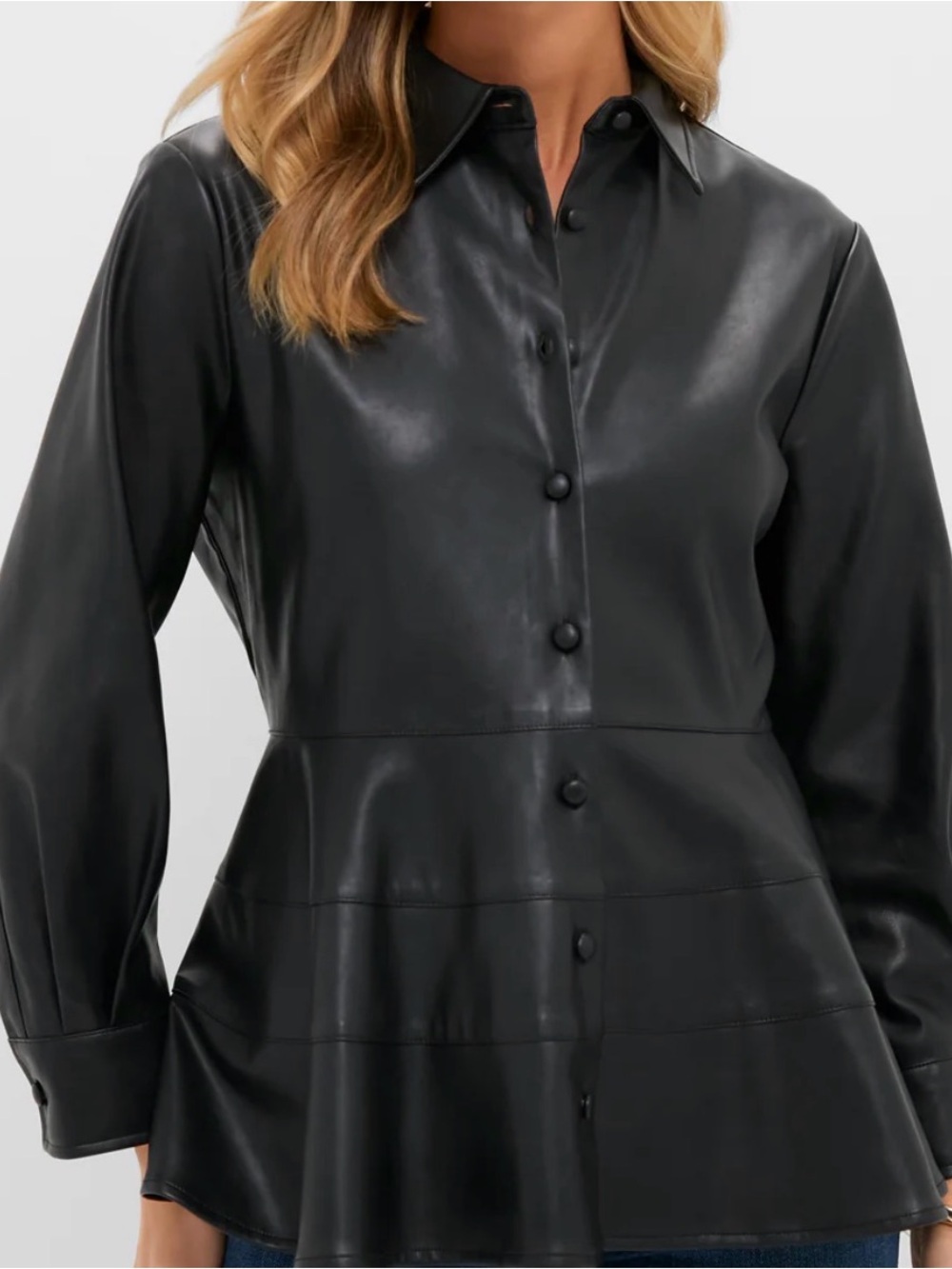 Pomander Place Black Leather Ashlen Blouse